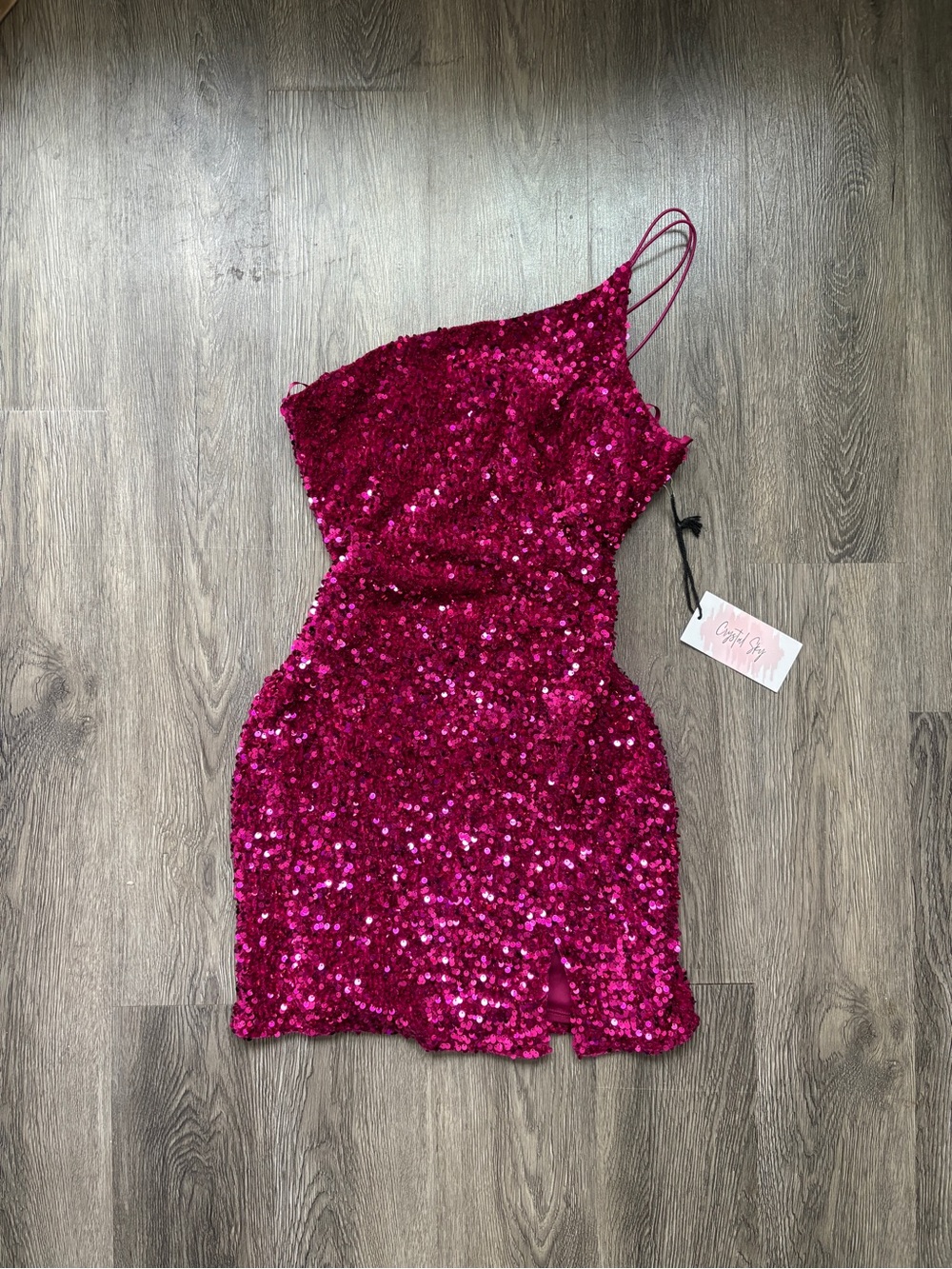 Pink Sequin One Shoulder Mini Dress | Glam Party